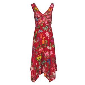 Tadashi Shoji Red Floral Print Sleeveless A Line Maxi Dress  6